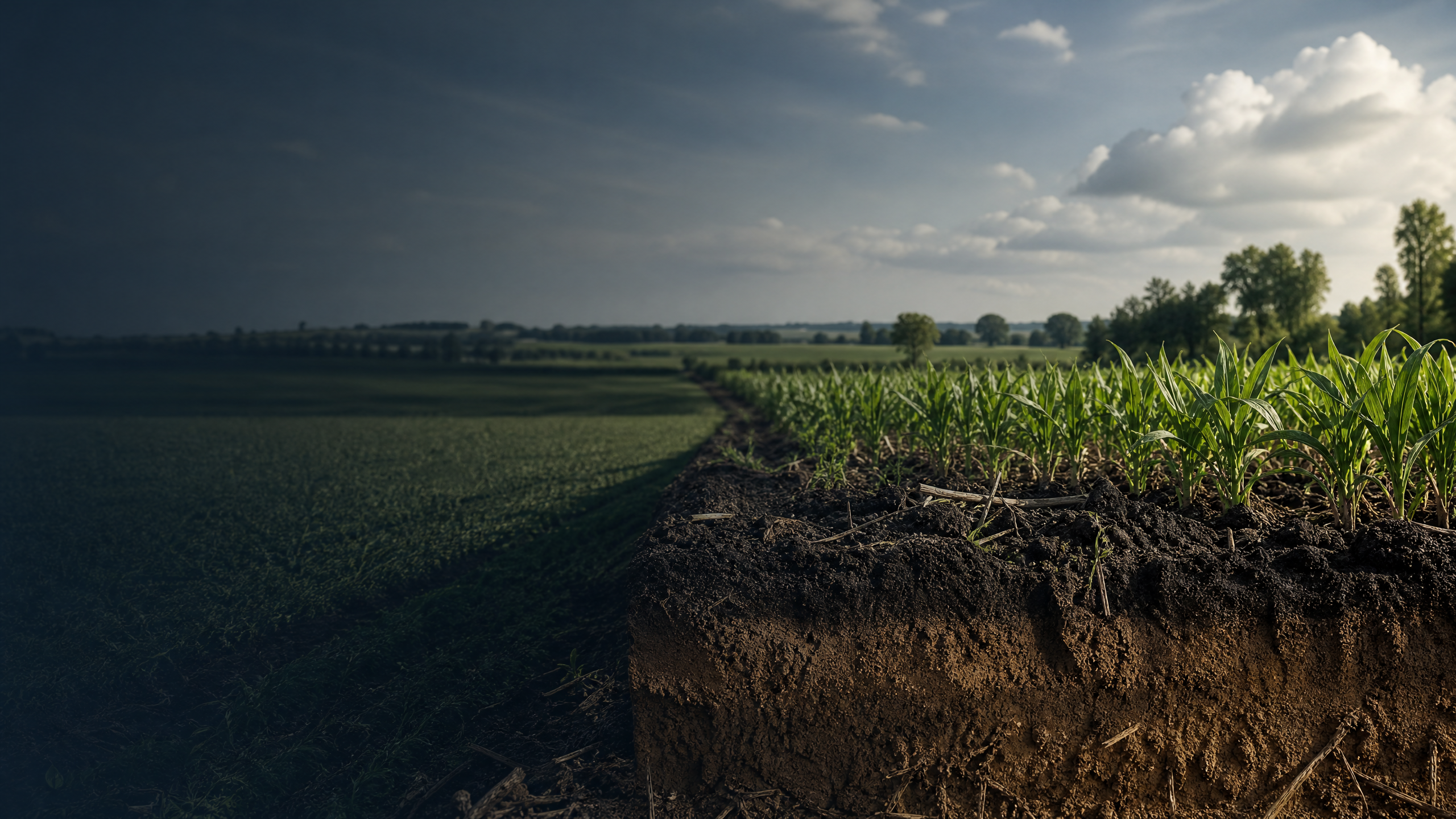 Agricultural field and visible soil profile