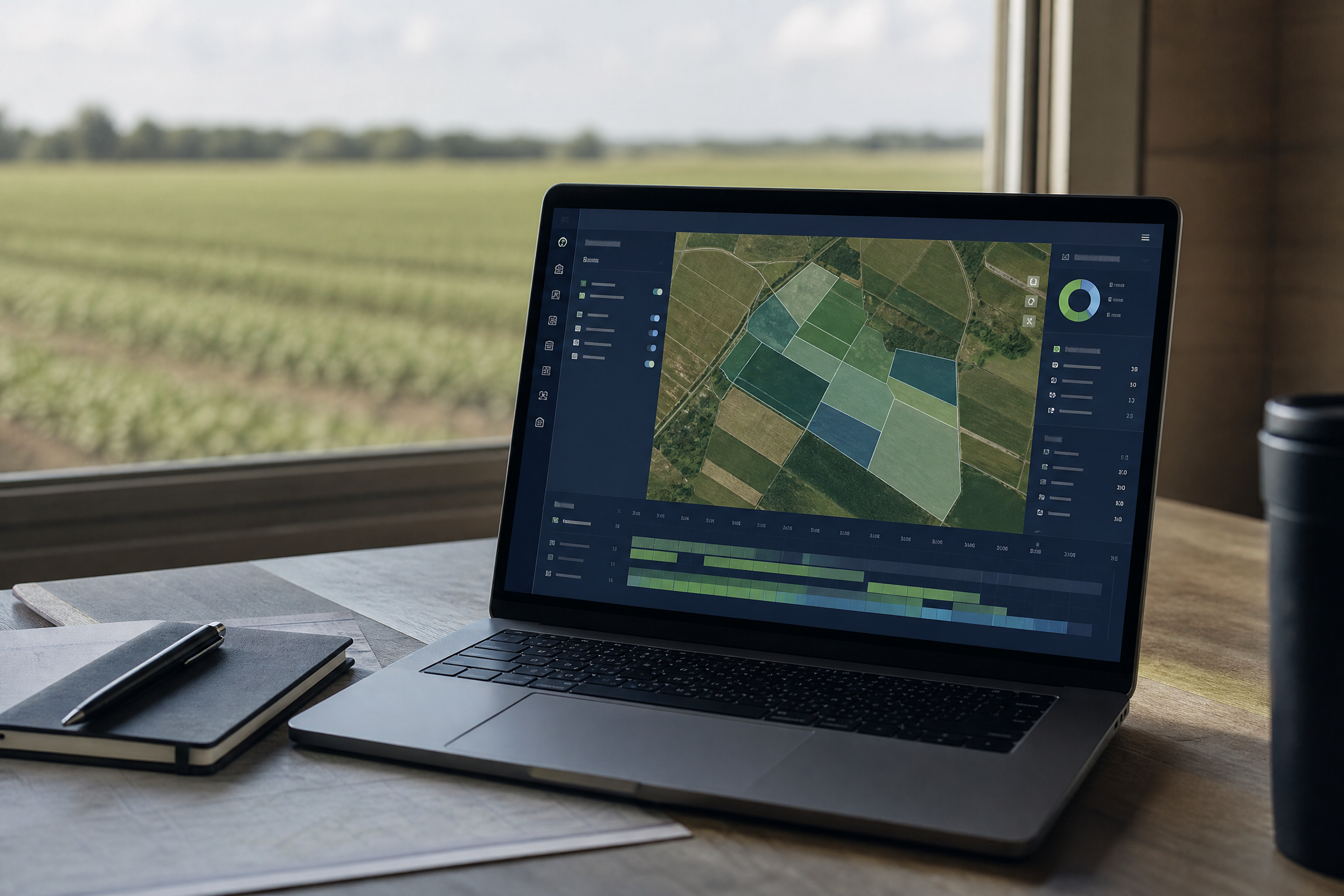 Agricultural operations map shown on a laptop
